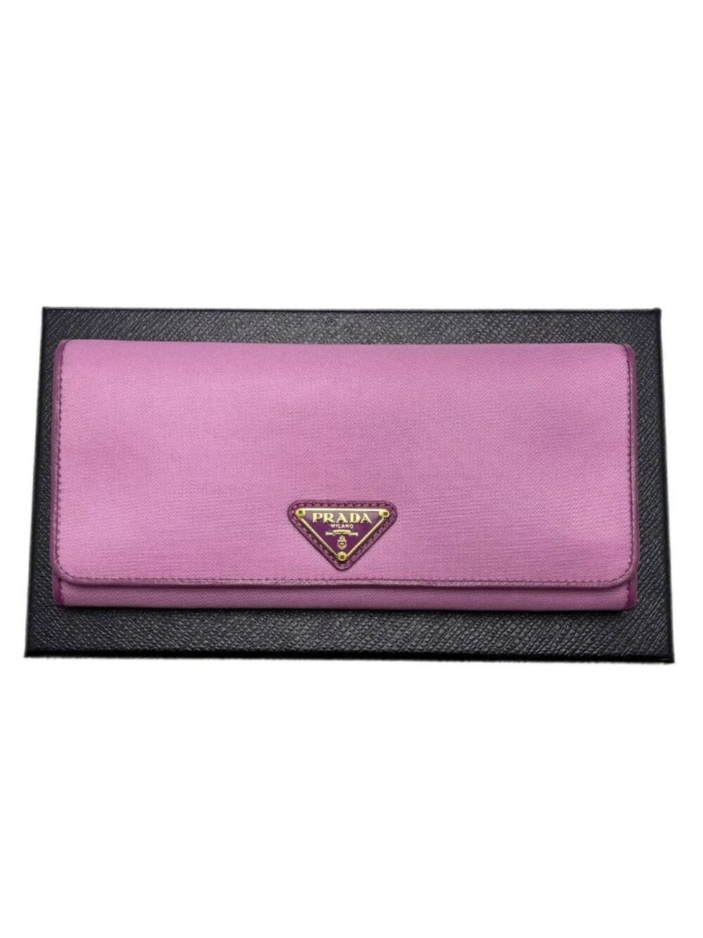 Prada Wallet Bifold Tessuto Triangle Logo Hortensia Pink Purple